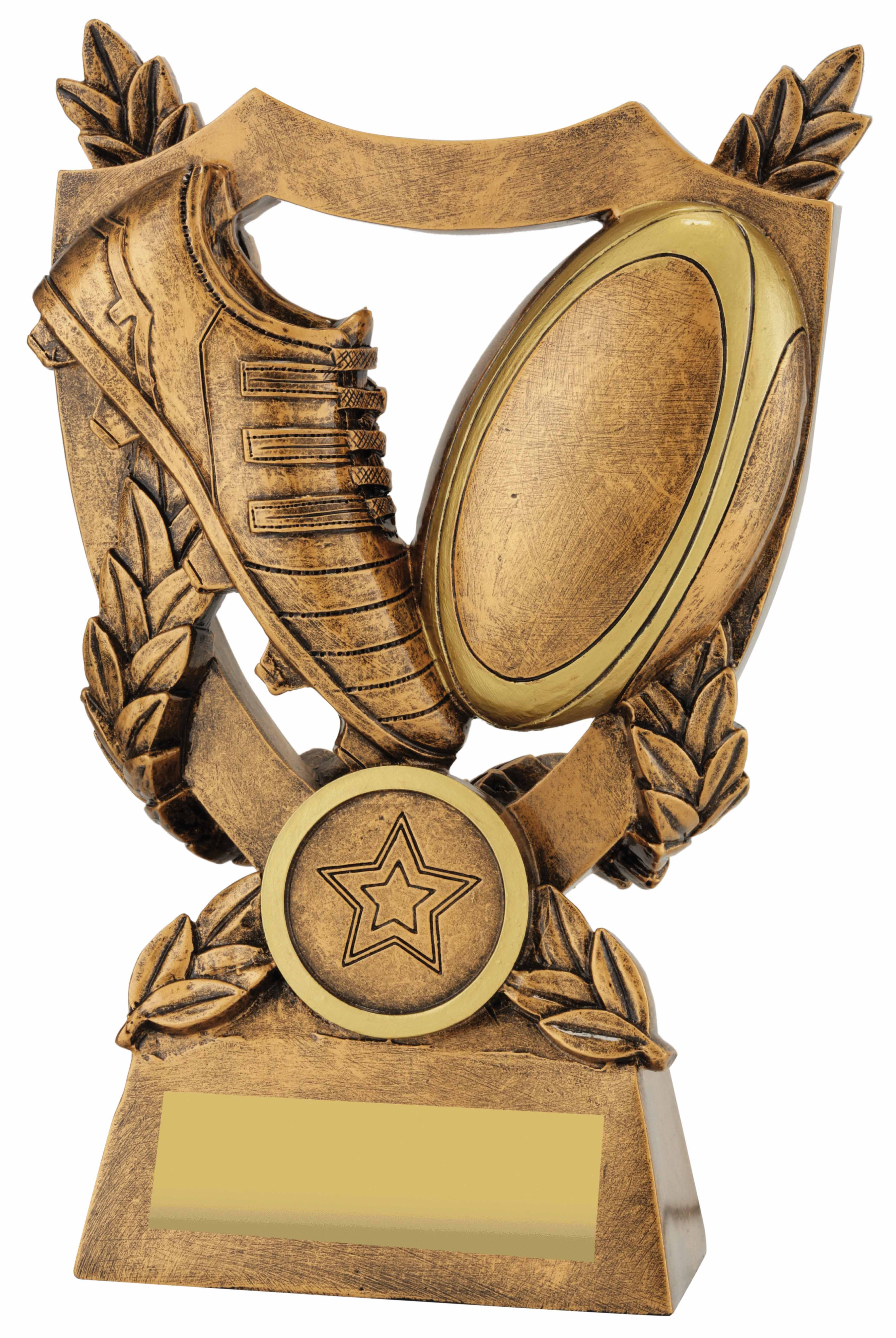 Rugby Trophies Resin Rugby Ball Player Scene Trophy Award 3 sizes FREE Engraving 